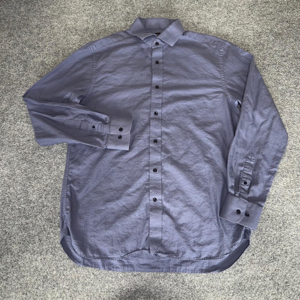 Quince Mens Large Blue Long Sleeve Button Up Shirt Stretch Casual Lightweight
